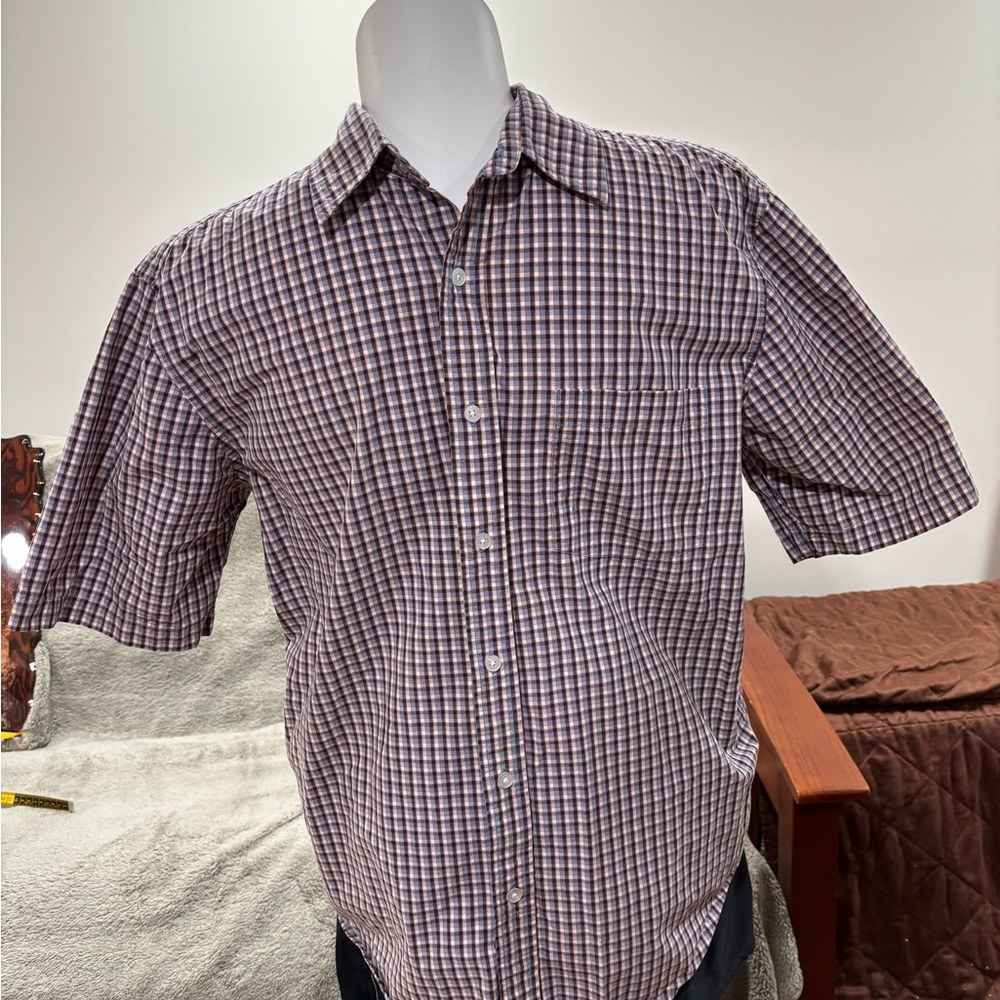 Bullhead Men's Plaid Button Down Shirt - Brown and White